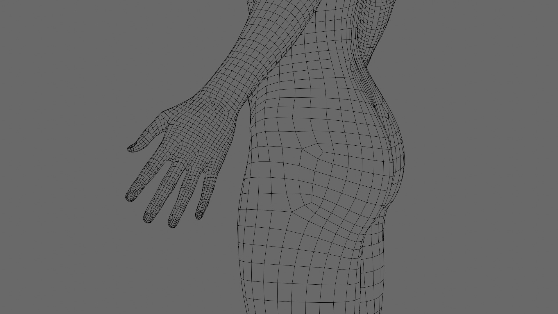 Stylized Female Base Mesh Low-poly 3D model_17