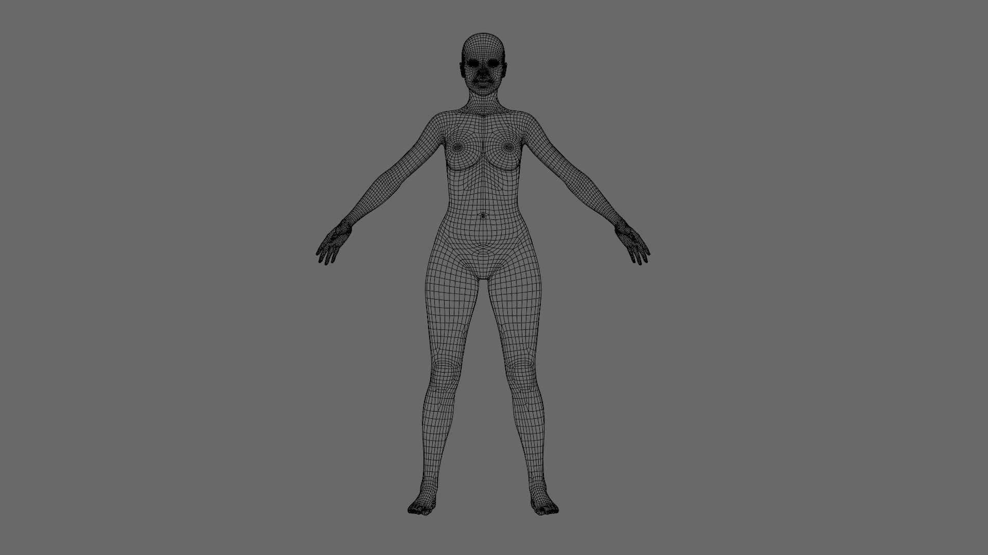 Stylized Female Base Mesh Low-poly 3D model_12