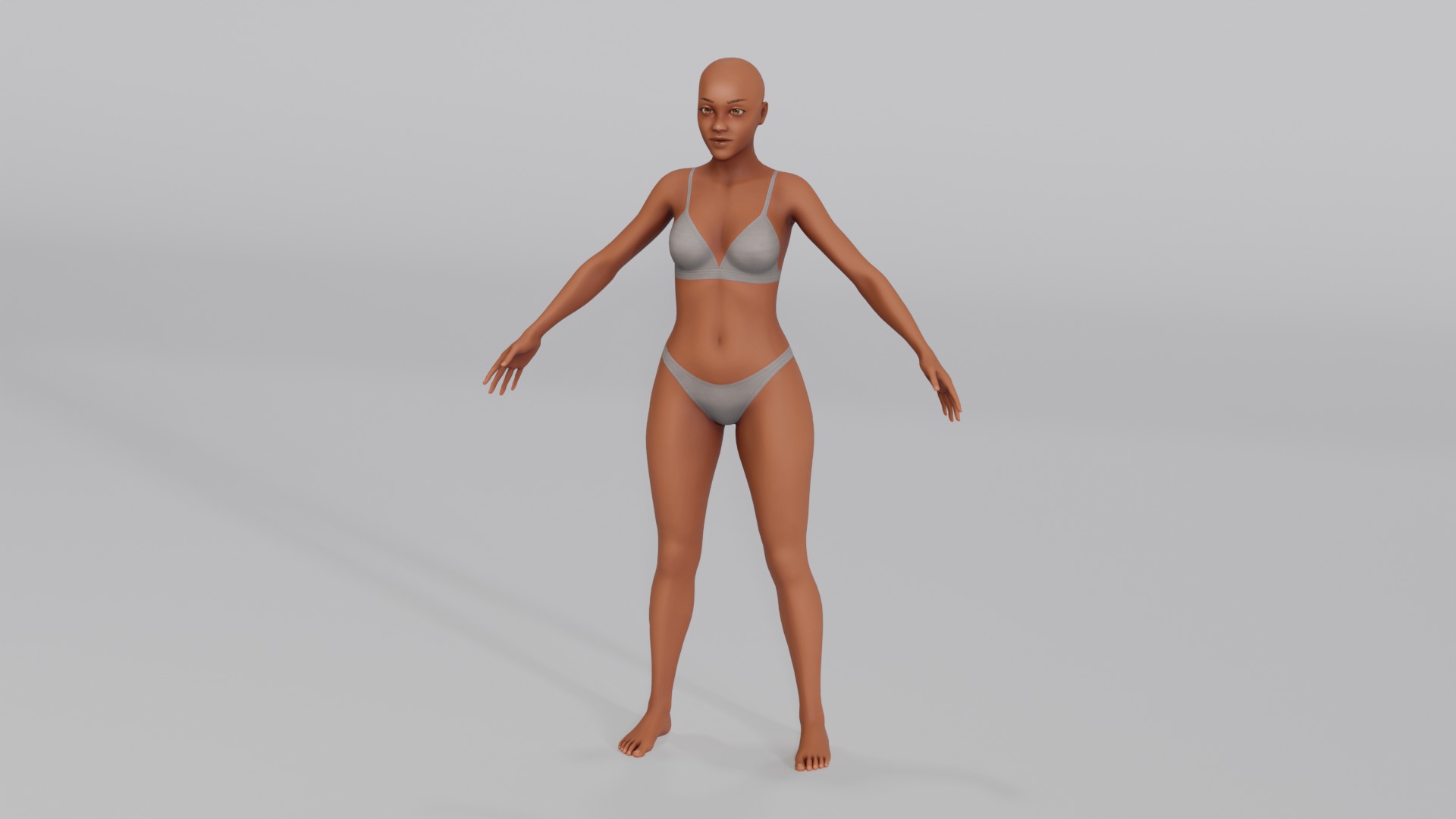 Stylized Female Base Mesh Low-poly 3D model_2