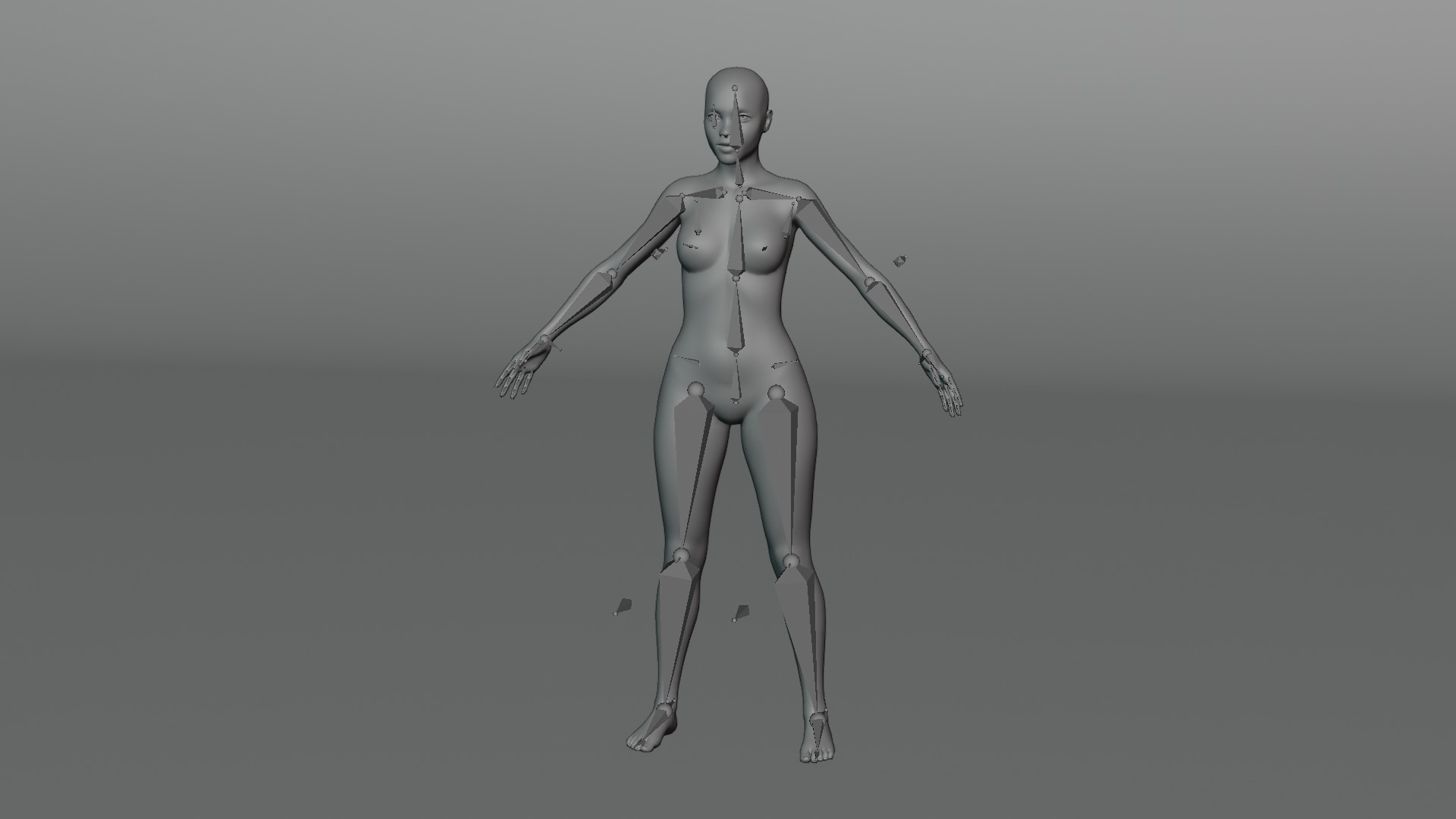 Stylized Female Base Mesh Low-poly 3D model_11