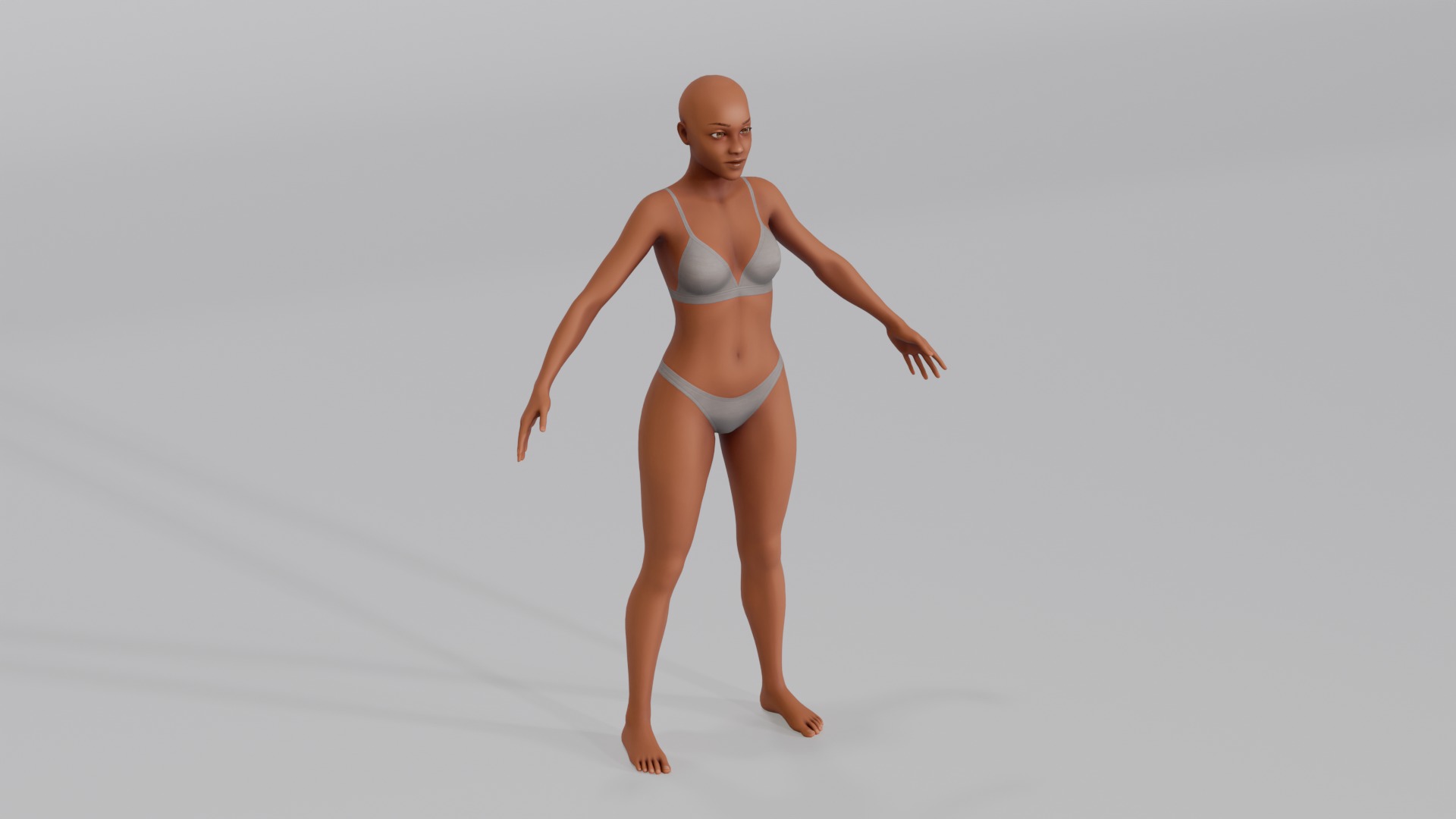 Stylized Female Base Mesh Low-poly 3D model_1