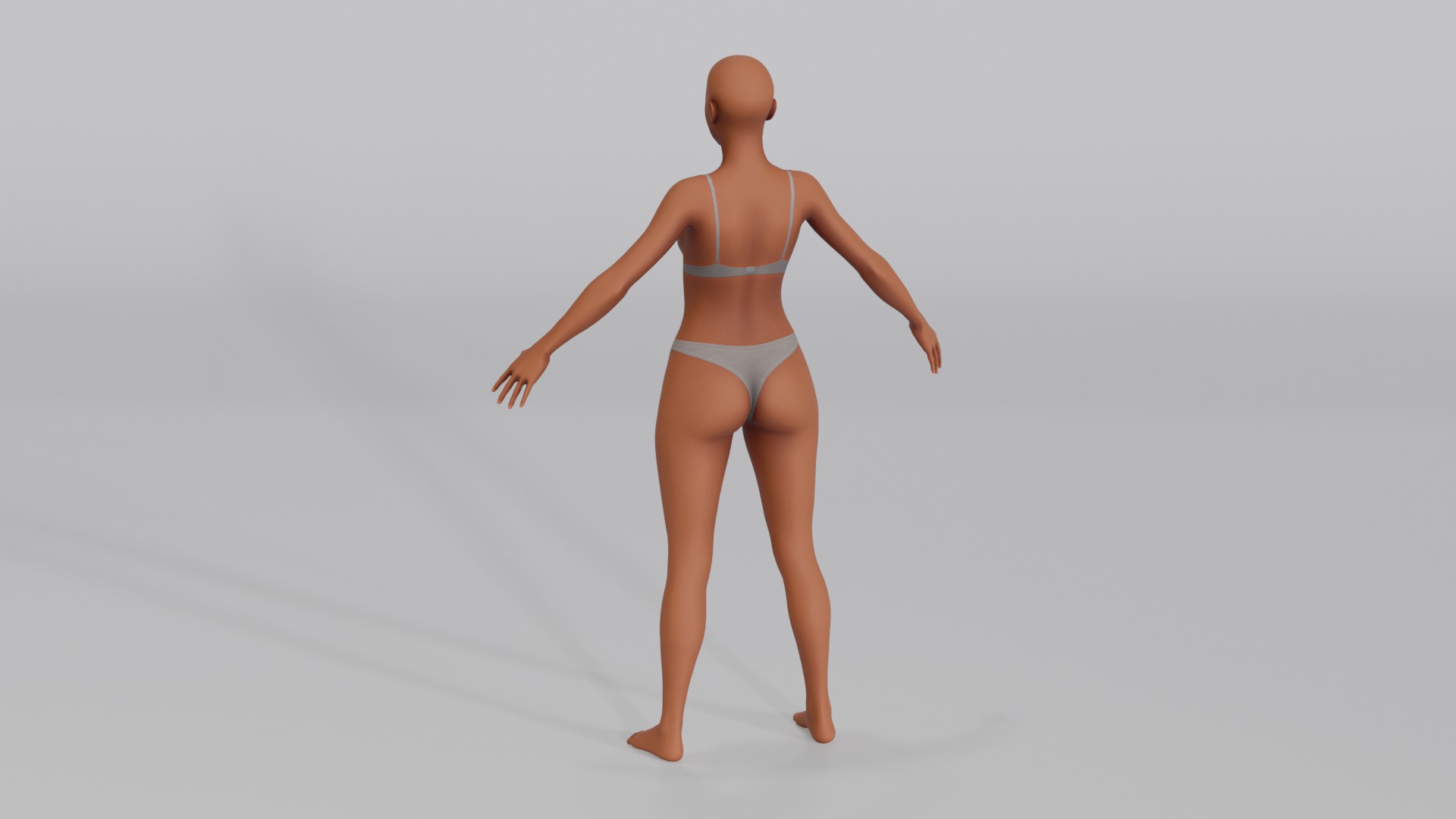 Stylized Female Base Mesh Low-poly 3D model_3