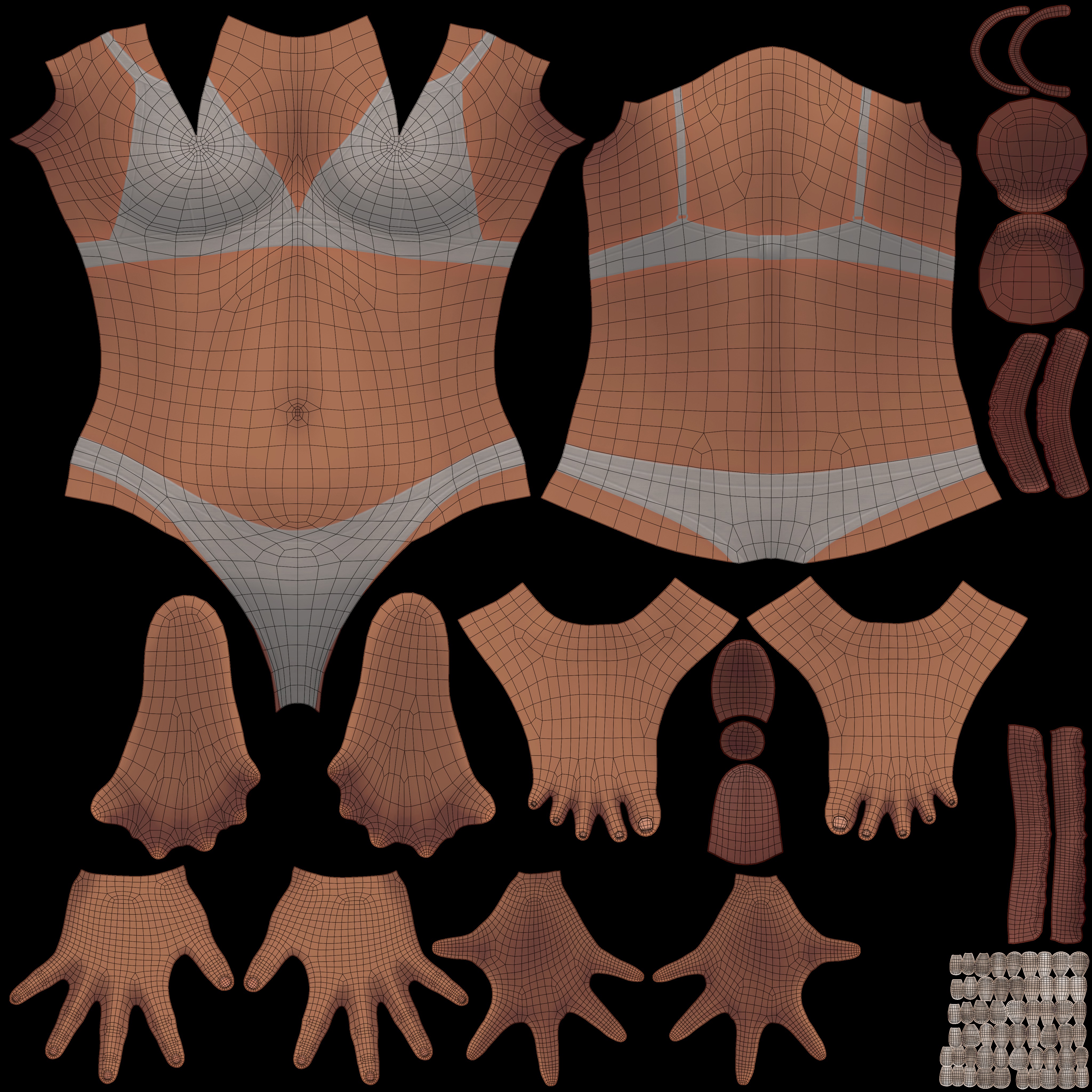 Stylized Female Base Mesh Low-poly 3D model_18