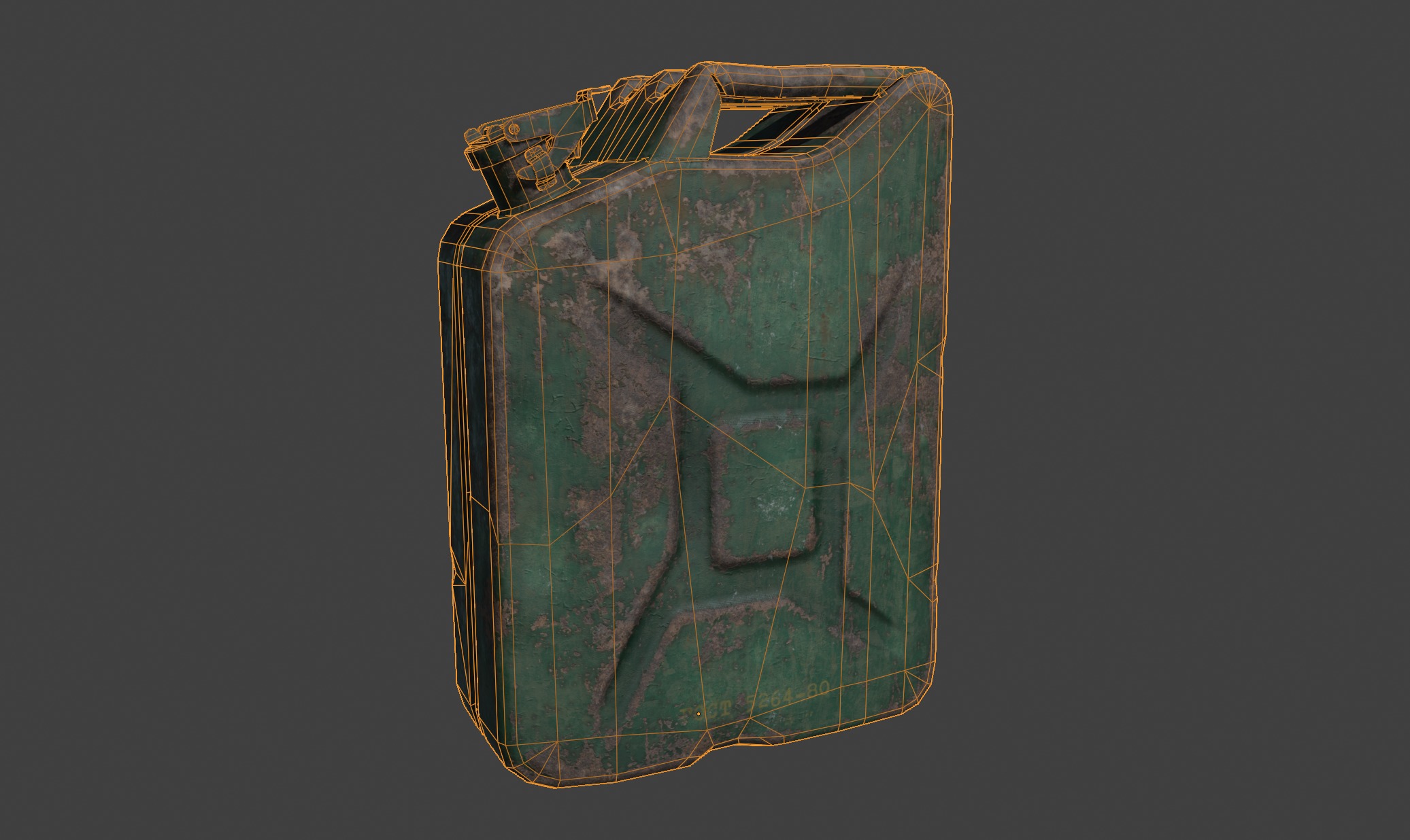 Jerrycan gas can canister realistic green rusty metal Low-poly 3D model_2