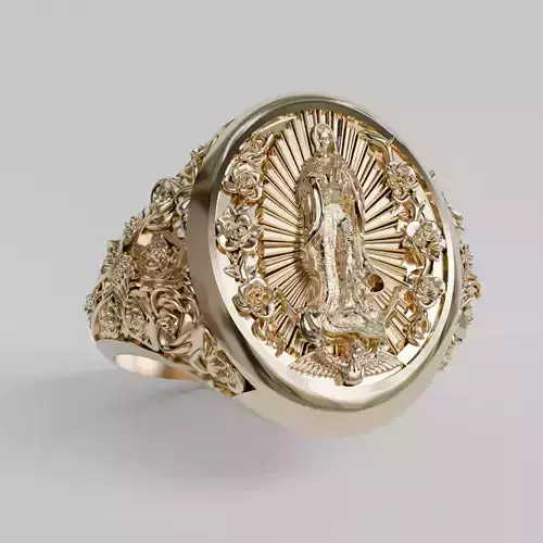 anillo medalla guadalupe 3D print model