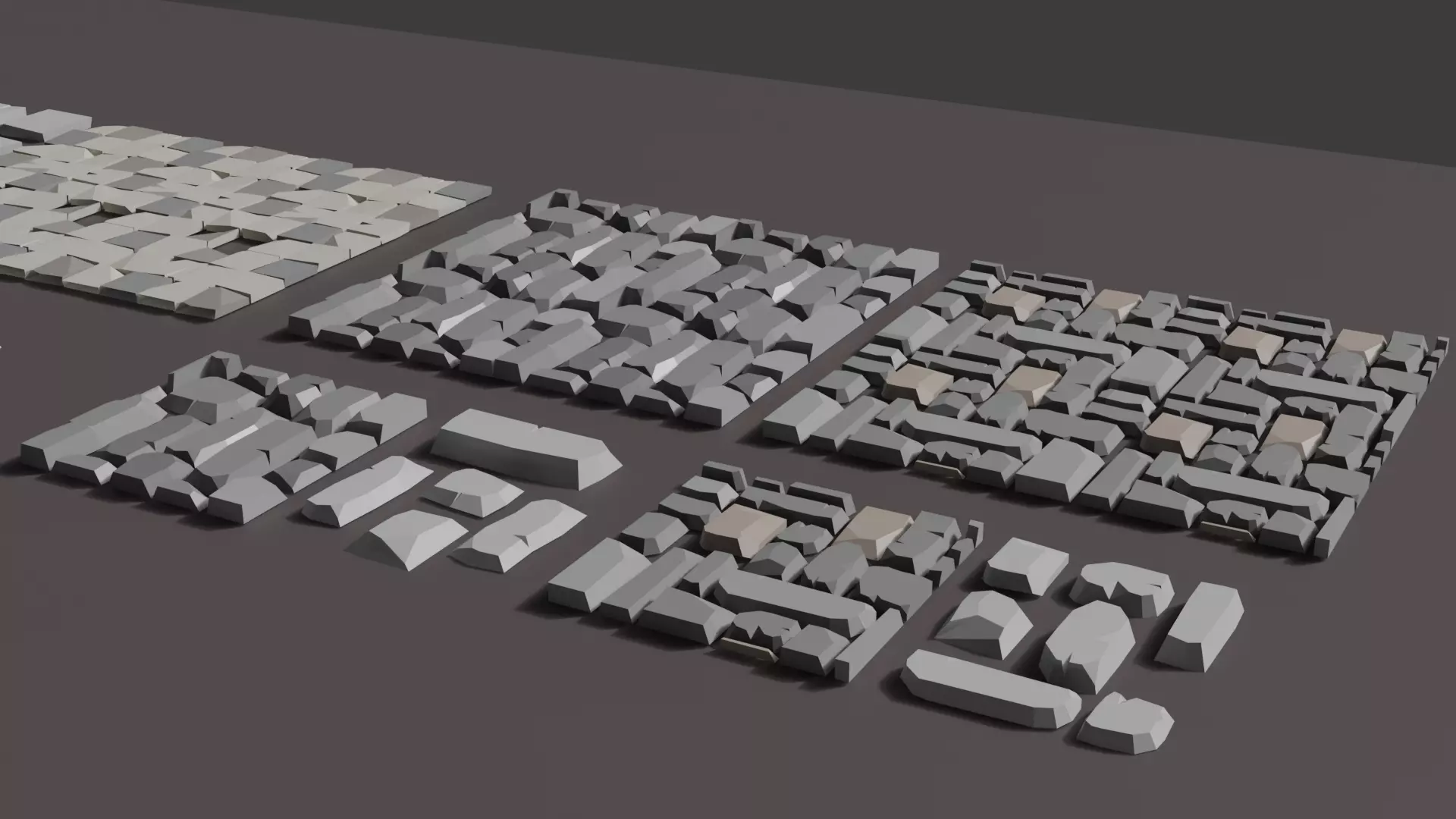 Stylised low poly Paved cobble stone Free low-poly 3D model_0