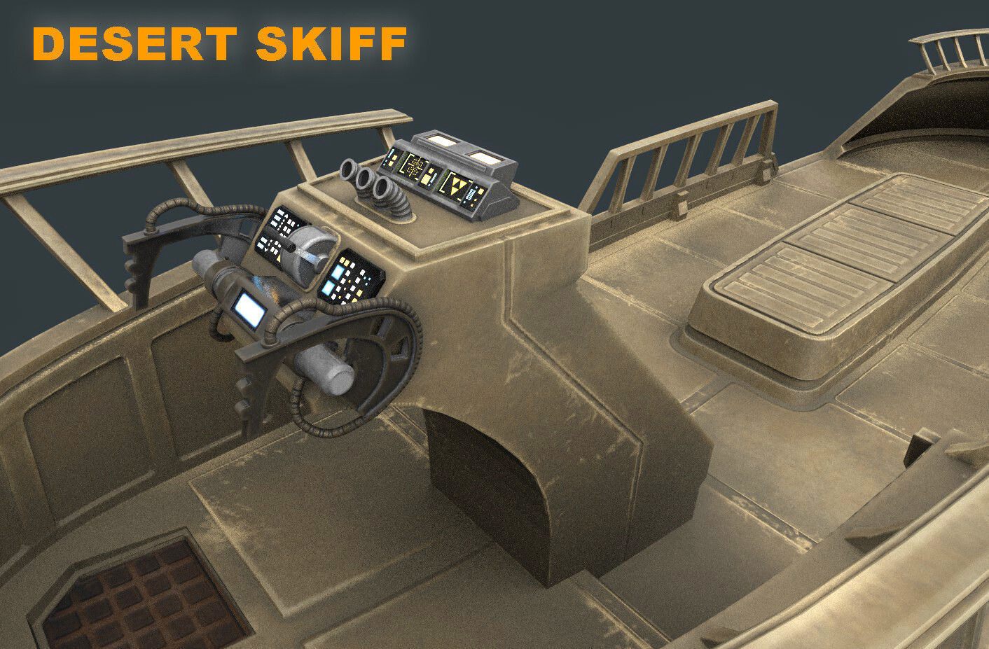 Desert Skiff Low-poly 3D model_15