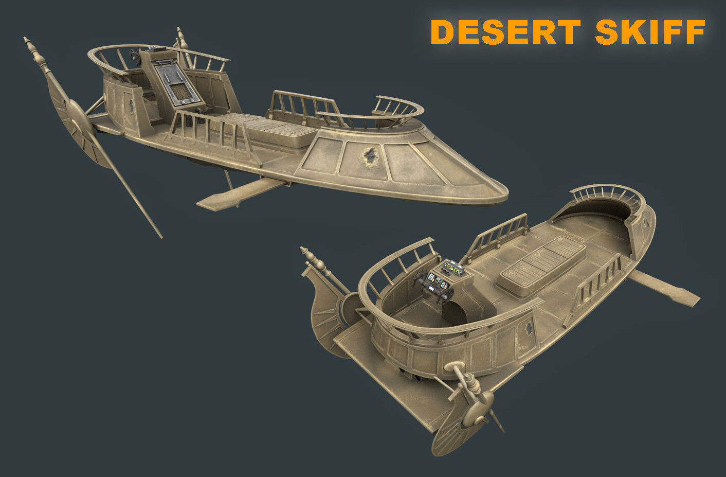 Desert Skiff Low-poly 3D model_12