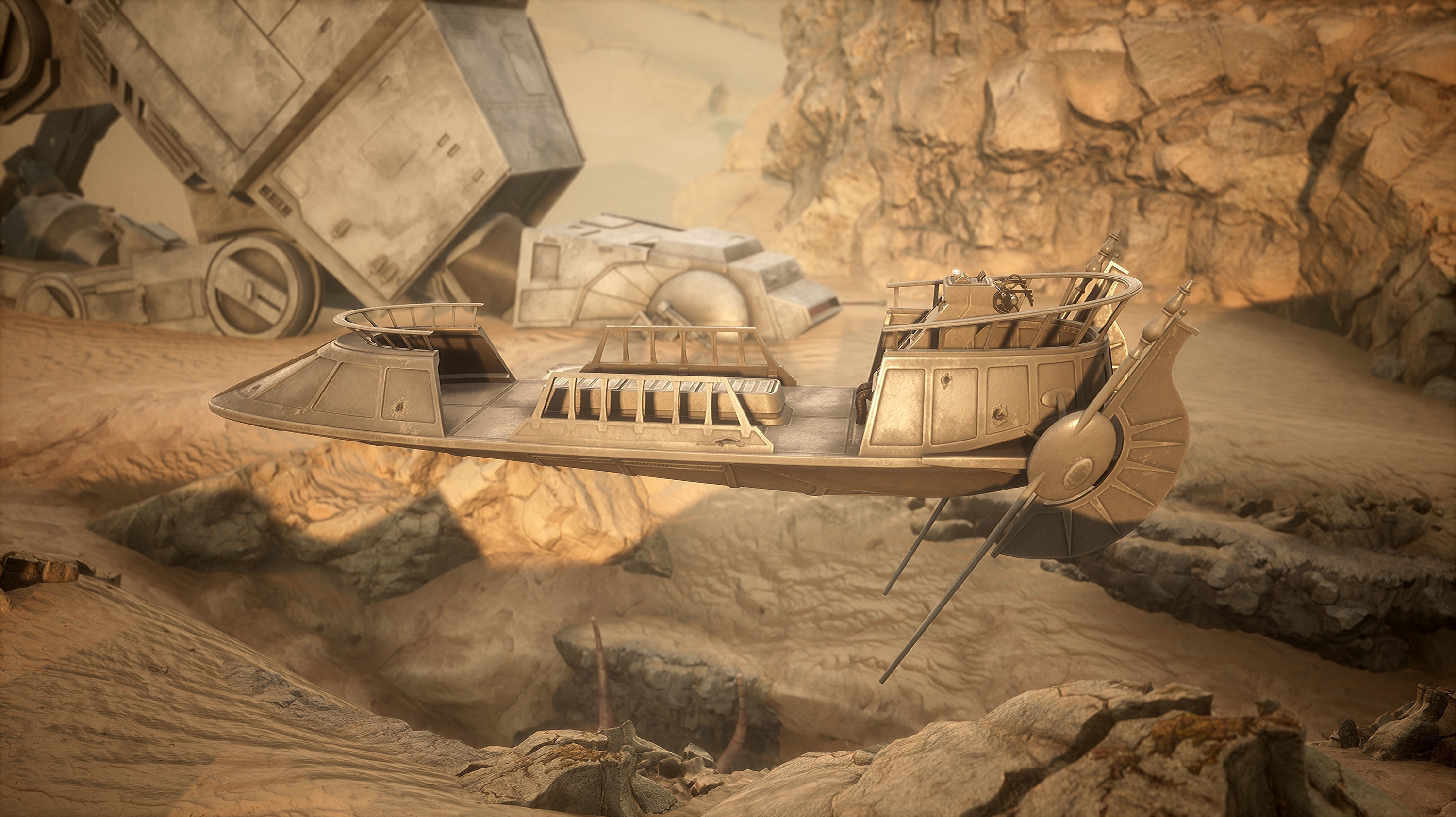 Desert Skiff Low-poly 3D model_6