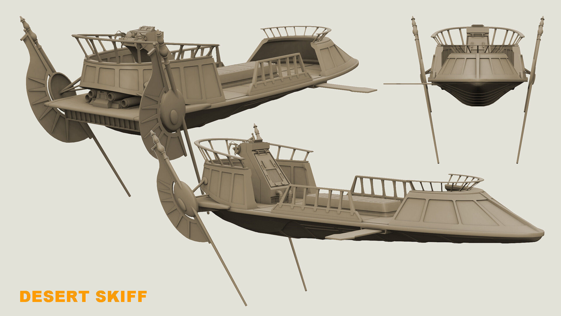 Desert Skiff Low-poly 3D model_14