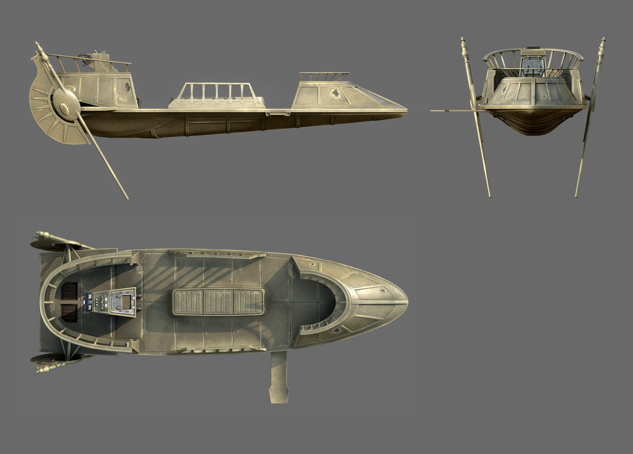 Desert Skiff Low-poly 3D model_13