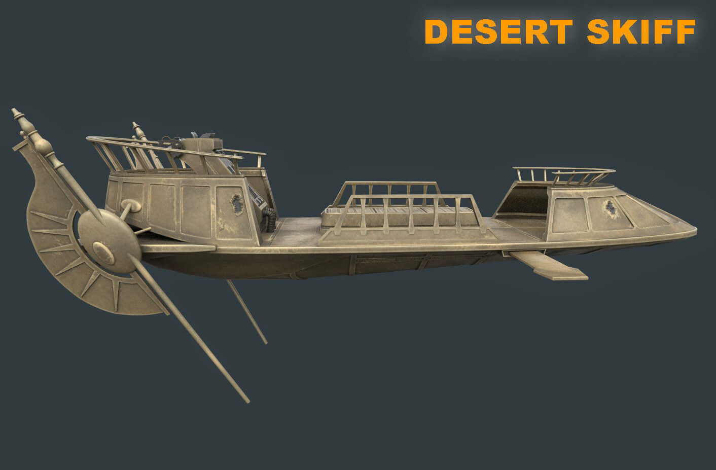 Desert Skiff Low-poly 3D model_16