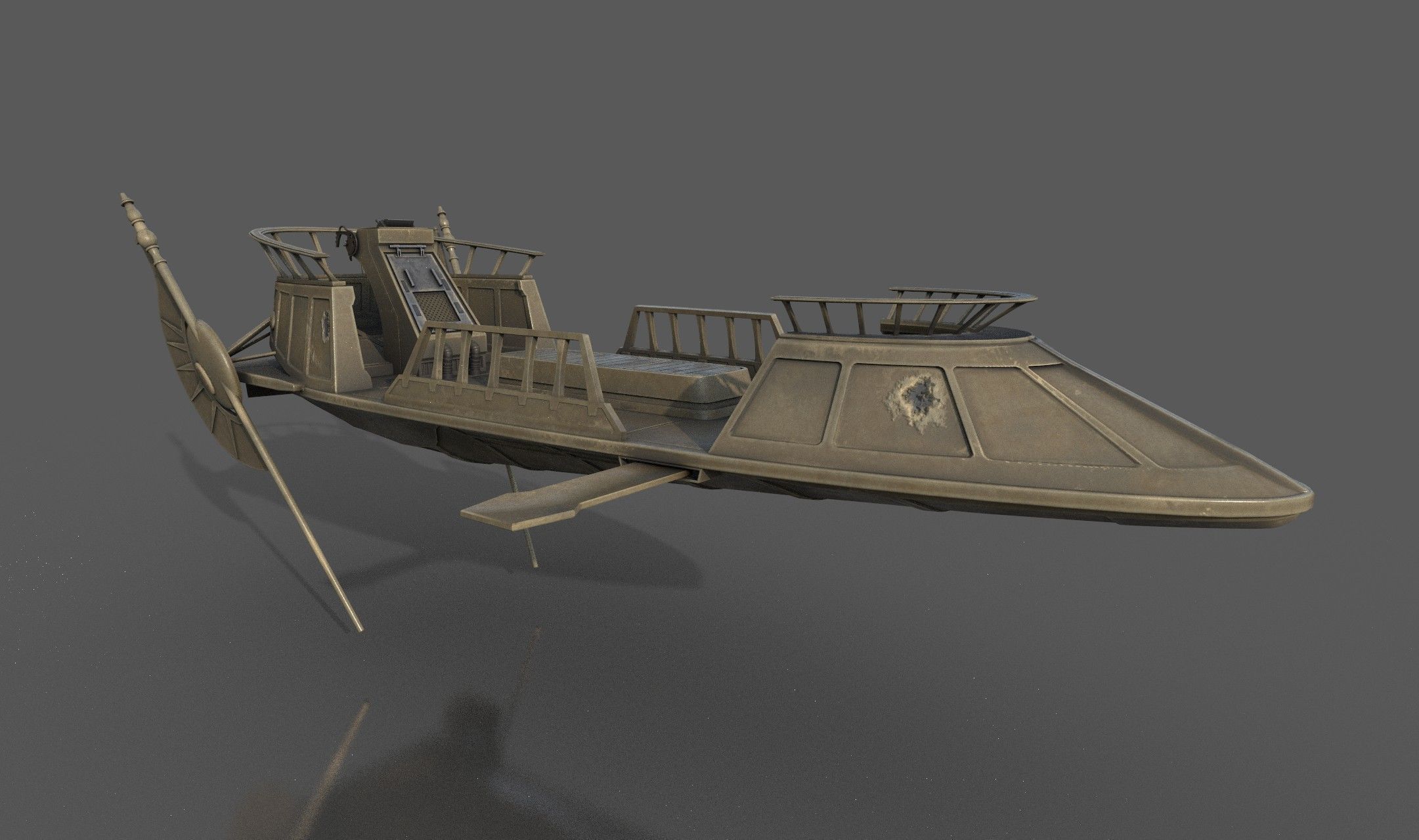 Desert Skiff Low-poly 3D model_10