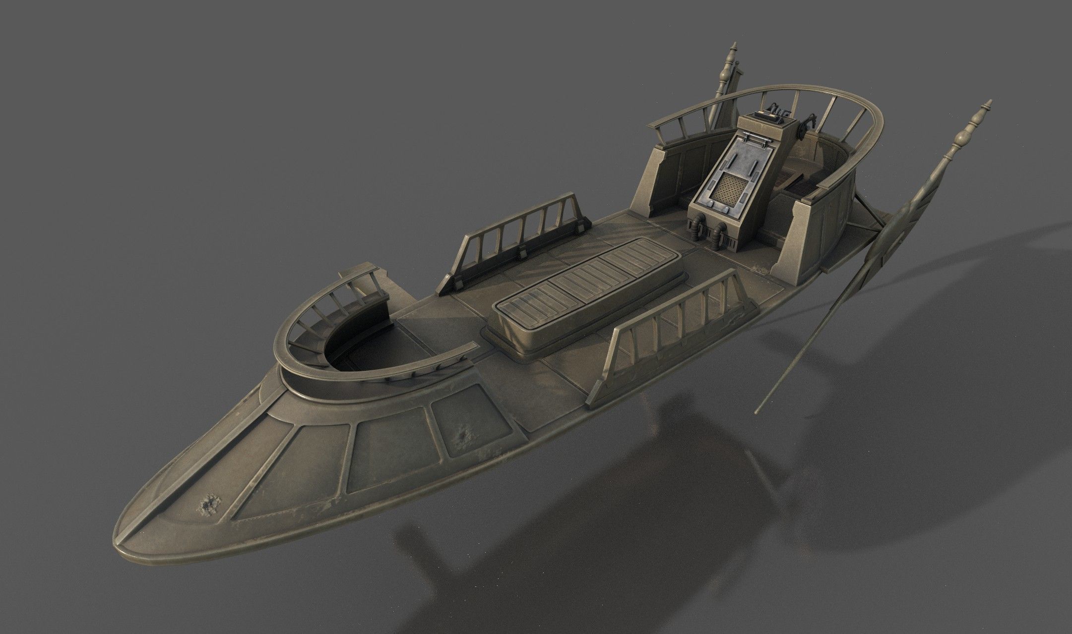 Desert Skiff Low-poly 3D model_11