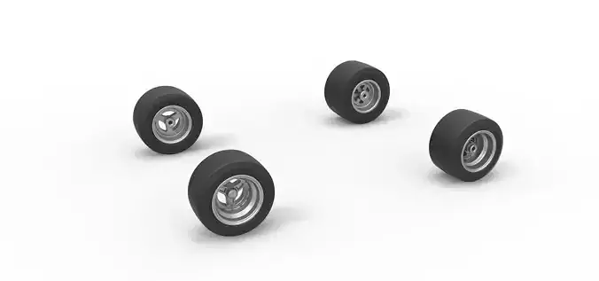 Wheel set of Pavement 600 Micro sprint car Scale 1 to 25