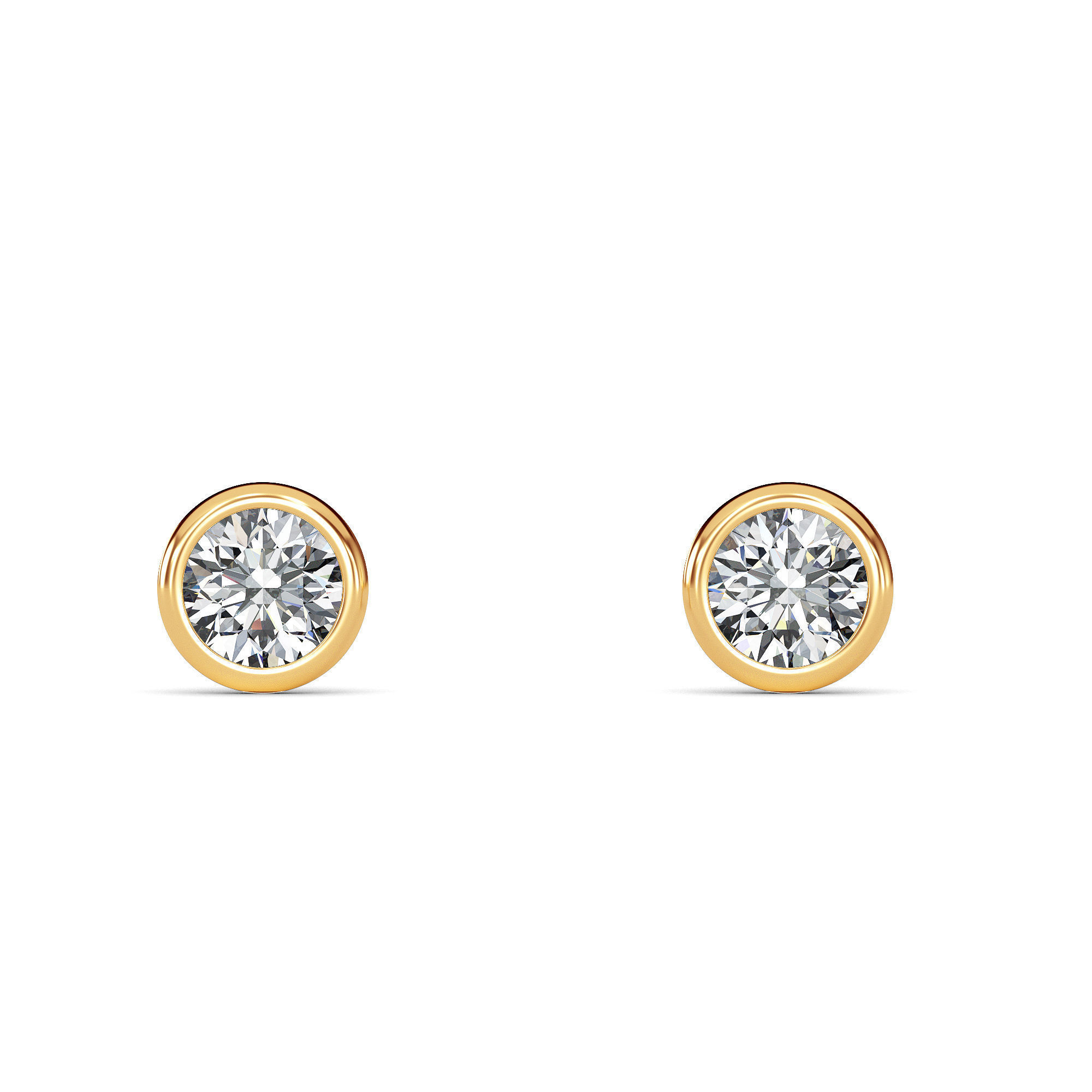 Bezel Setting Stud Earrings 3D Model 3D model_8