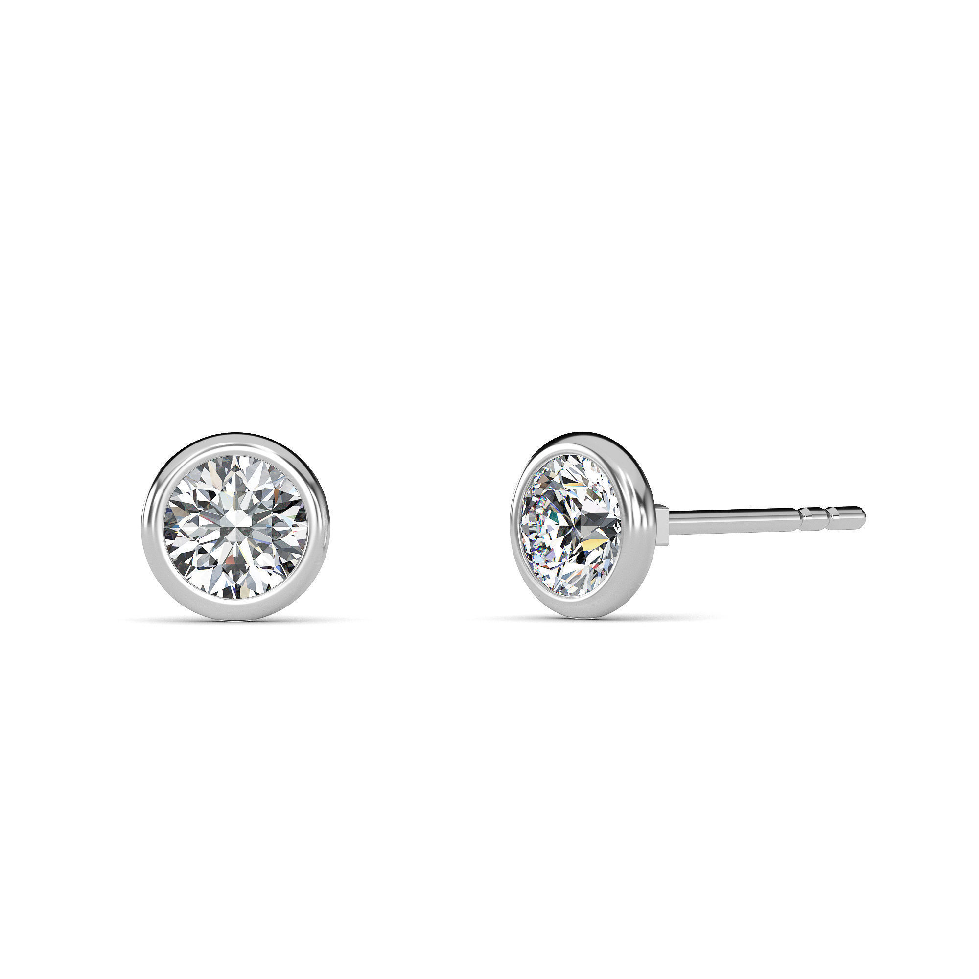 Bezel Setting Stud Earrings 3D Model 3D model_3
