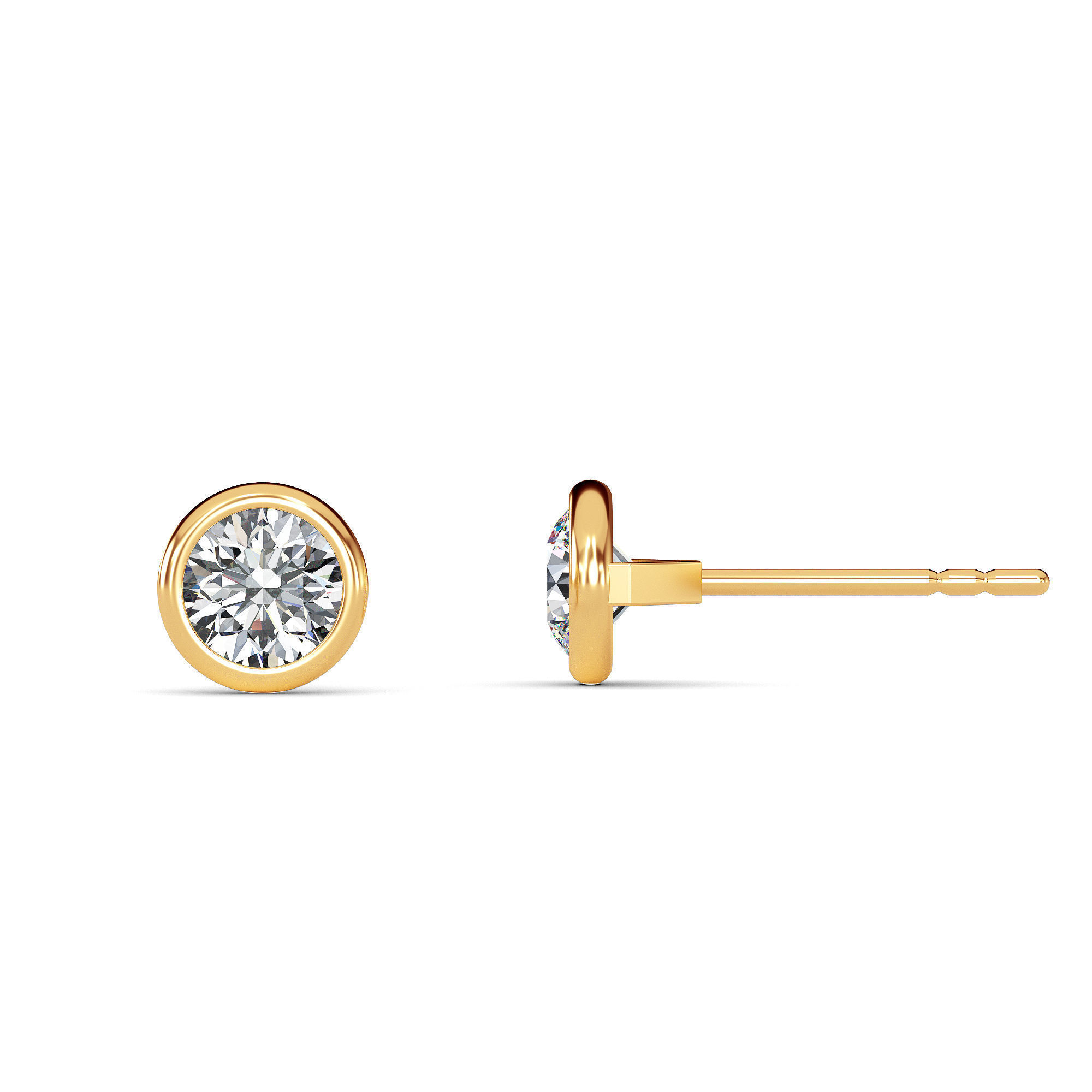 Bezel Setting Stud Earrings 3D Model 3D model_9