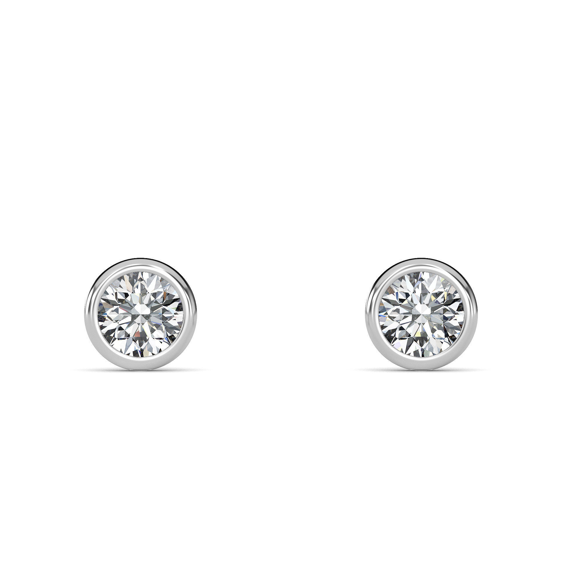 Bezel Setting Stud Earrings 3D Model 3D model_5