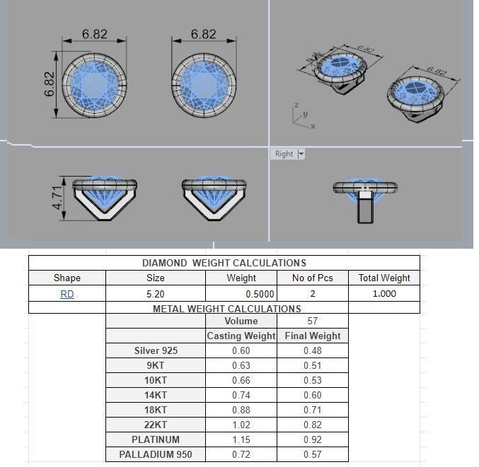 Bezel Setting Stud Earrings 3D Model 3D model_4