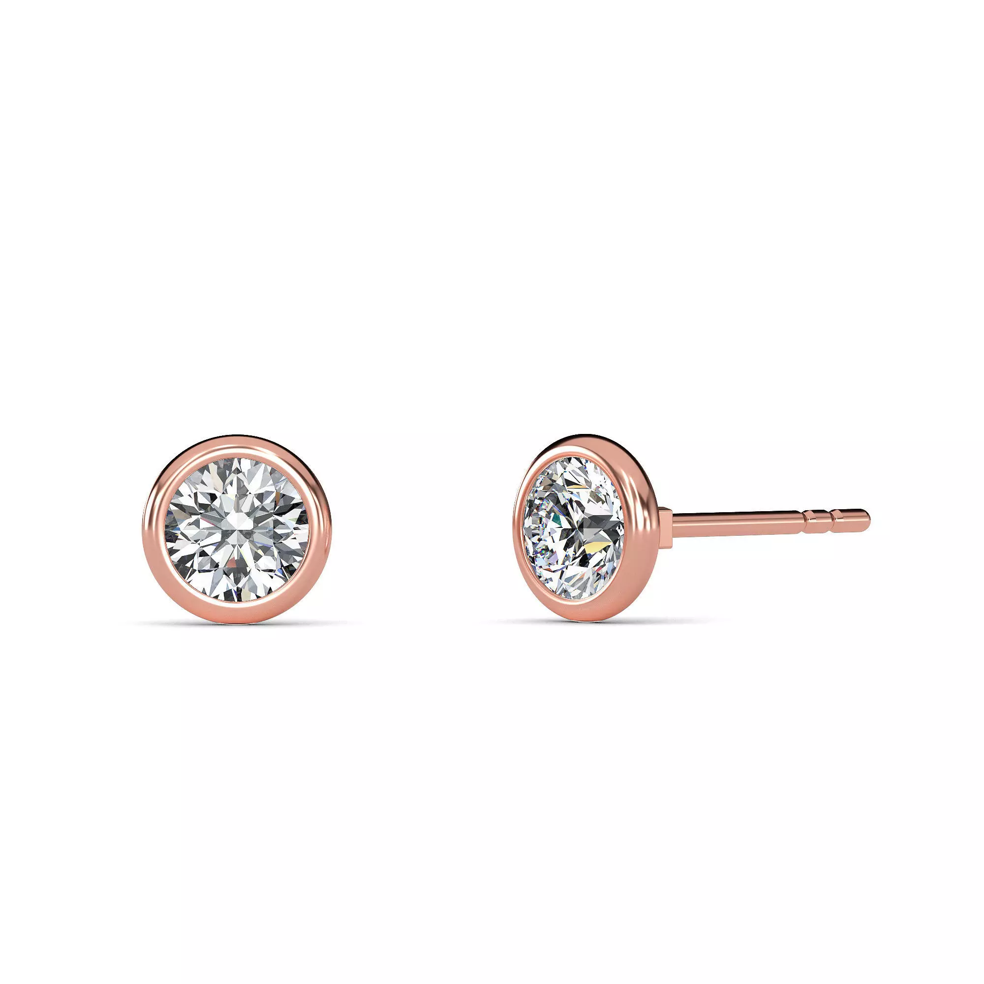 Bezel Setting Stud Earrings 3D Model 3D model_0