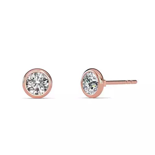 Bezel Setting Stud Earrings 3D Model