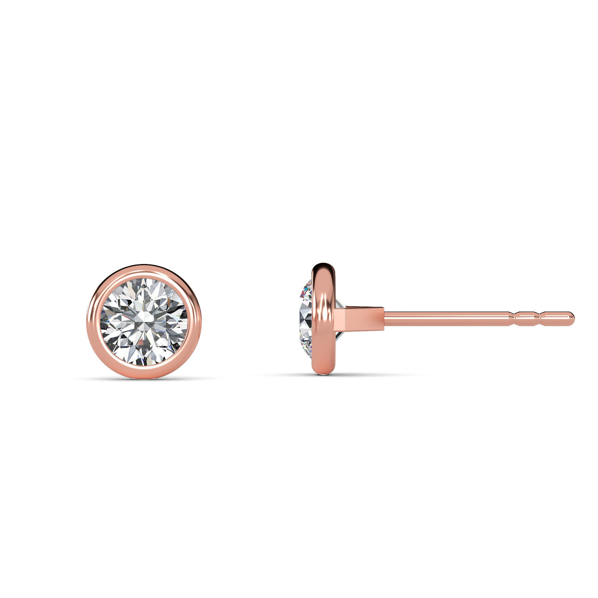 Bezel Setting Stud Earrings 3D Model 3D model_2
