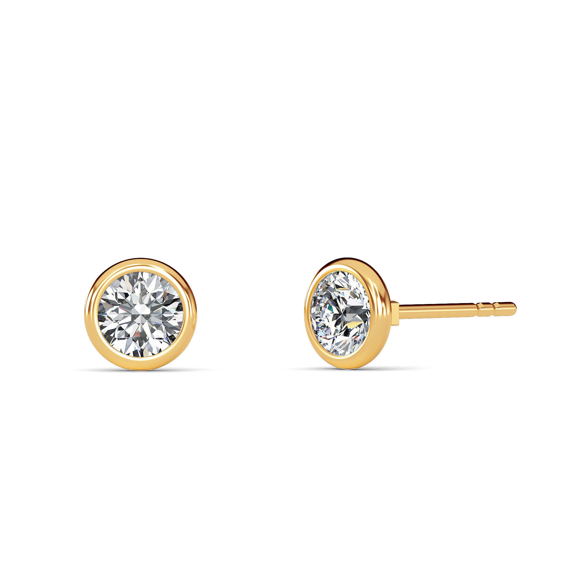 Bezel Setting Stud Earrings 3D Model 3D model_7