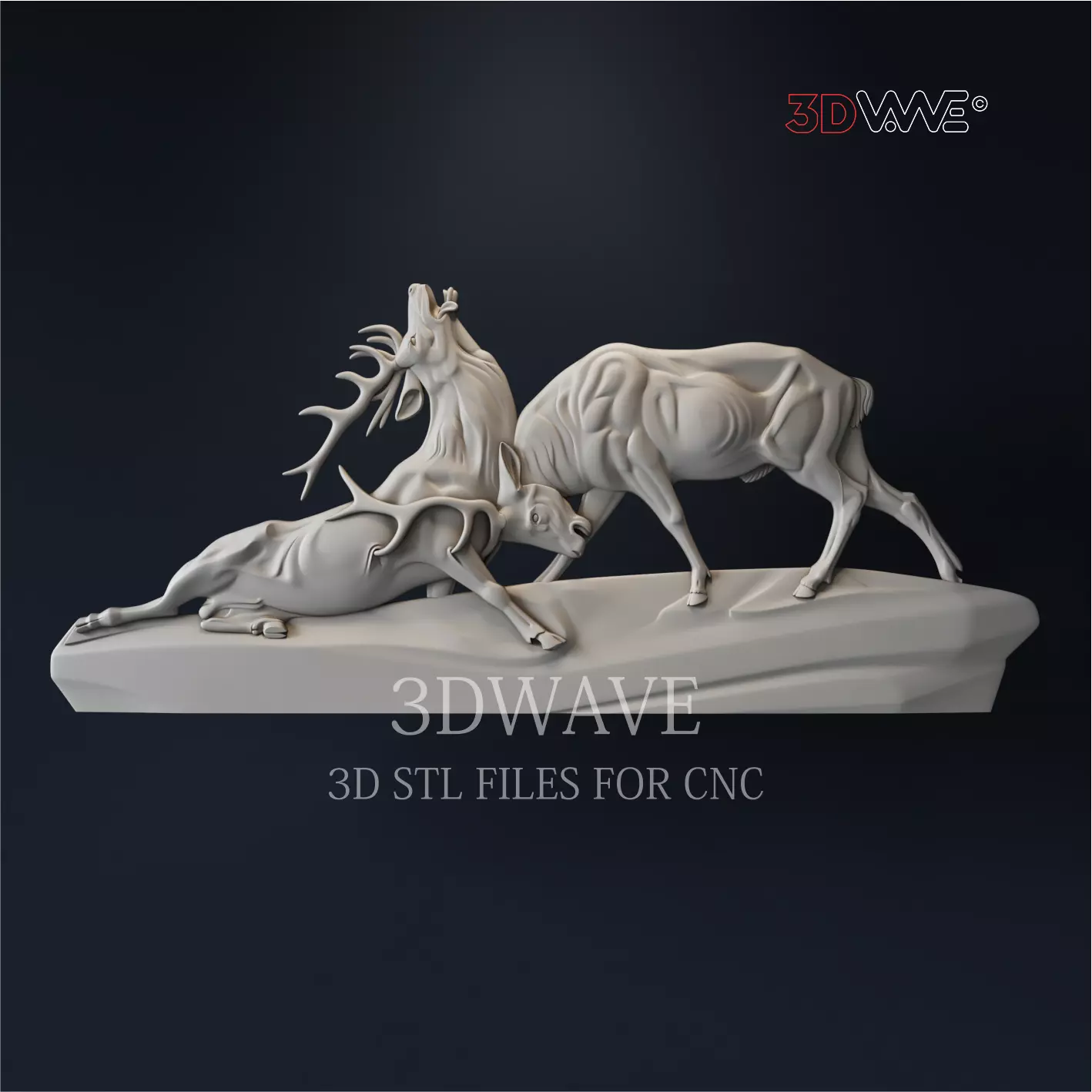 FIGHTING DEERS 3d stl files for CNC 3D model_0