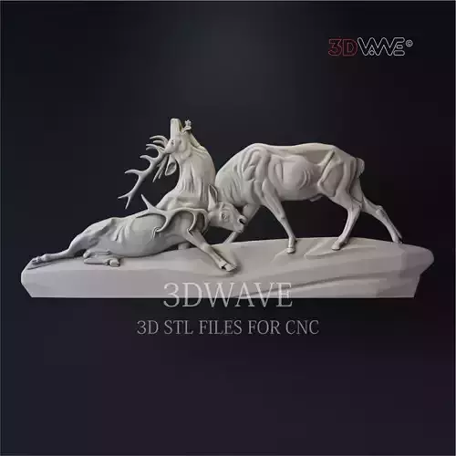 FIGHTING DEERS 3d stl files for CNC