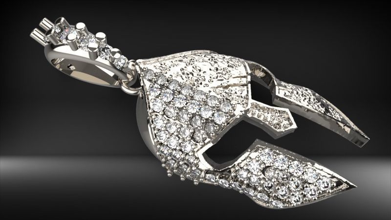 spartan pendant with stones male pendant 3D print model_2