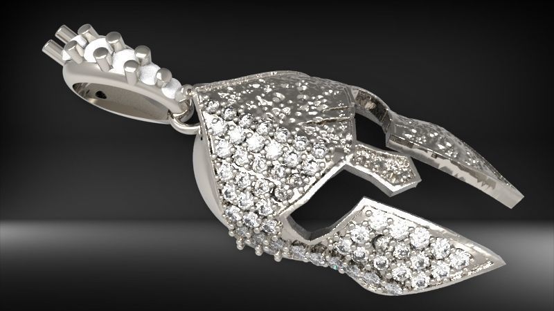 spartan pendant with stones male pendant 3D print model_11