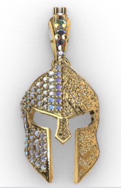spartan pendant with stones male pendant 3D print model_19