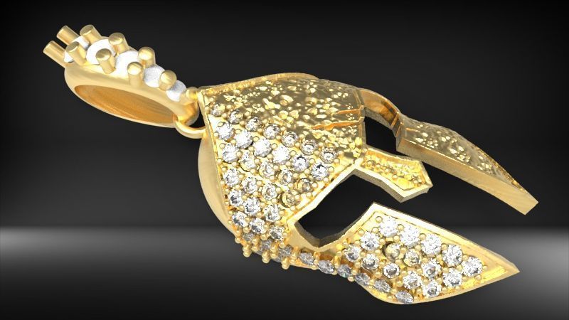 spartan pendant with stones male pendant 3D print model_12