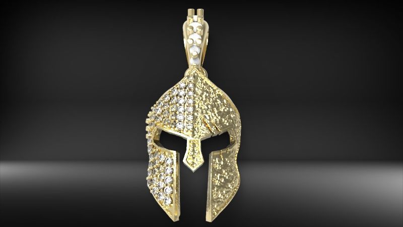 spartan pendant with stones male pendant 3D print model_7