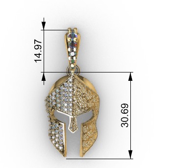 spartan pendant with stones male pendant 3D print model_17