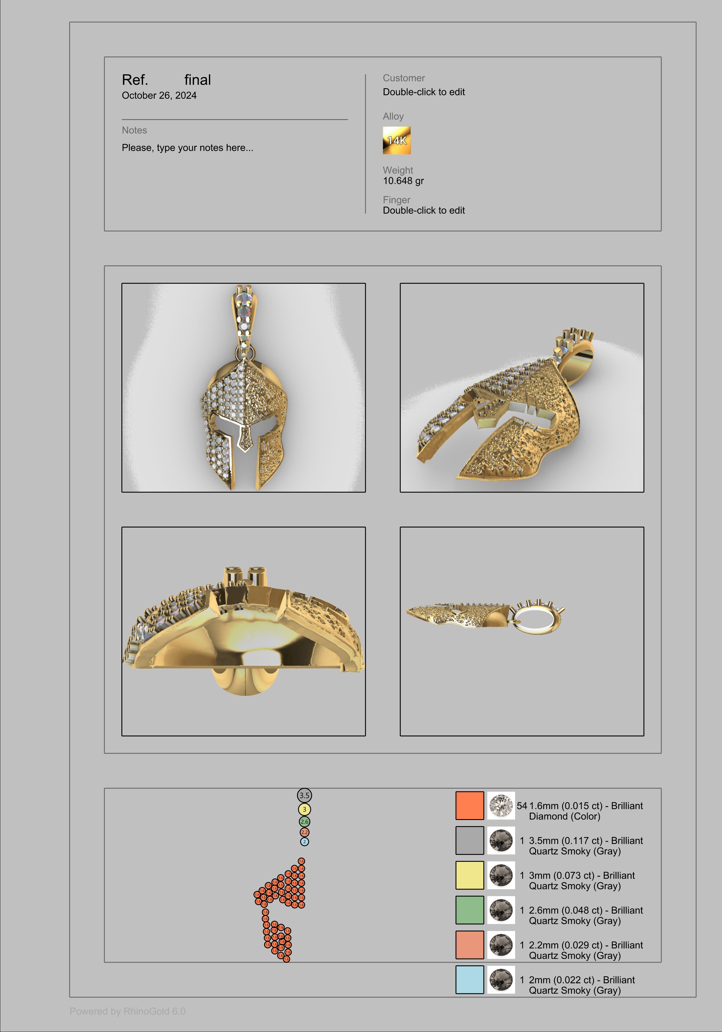 spartan pendant with stones male pendant 3D print model_16