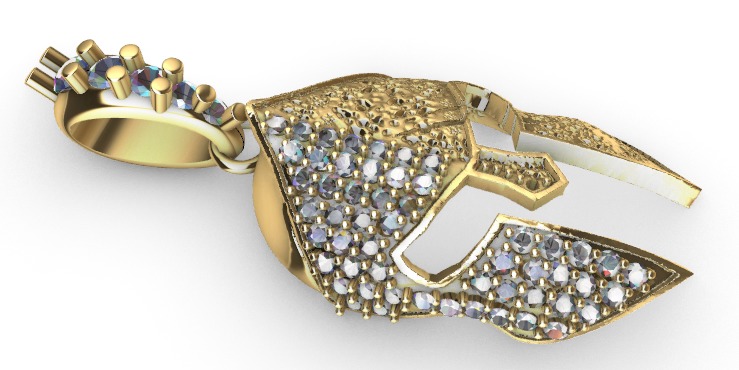 spartan pendant with stones male pendant 3D print model_3