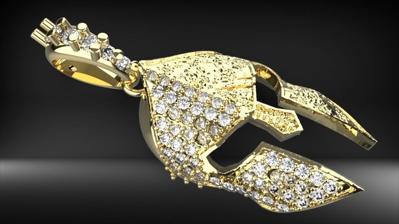 spartan pendant with stones male pendant 3D print model_1