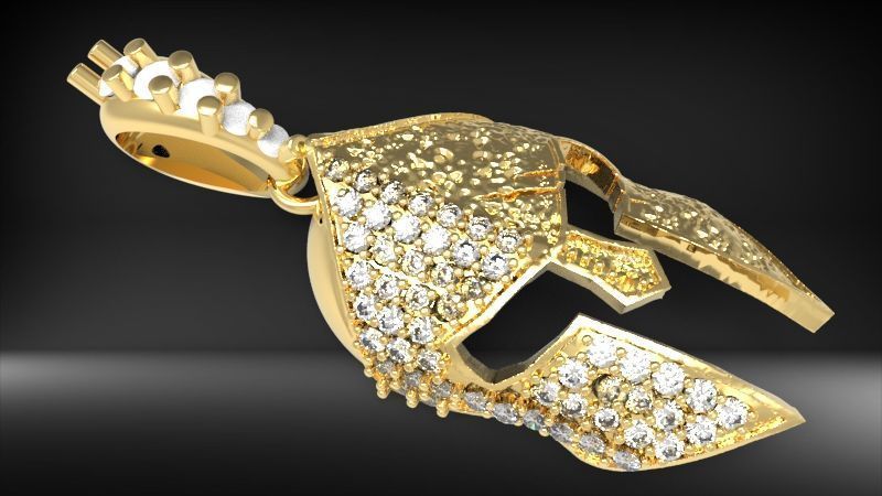 spartan pendant with stones male pendant 3D print model_10