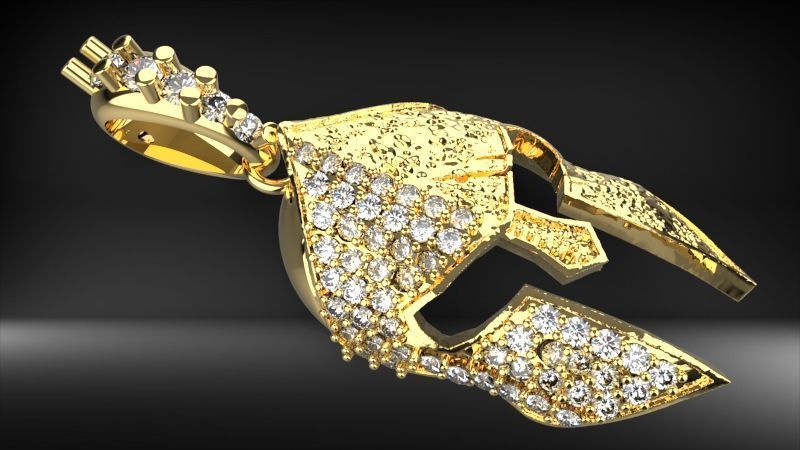 spartan pendant with stones male pendant 3D print model_15