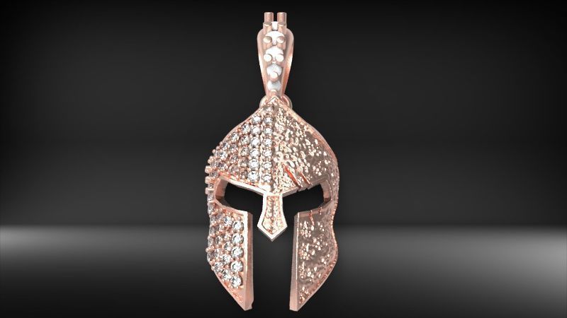 spartan pendant with stones male pendant 3D print model_8