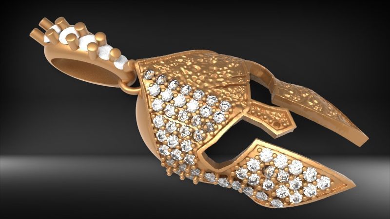 spartan pendant with stones male pendant 3D print model_13