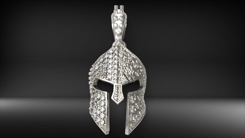 spartan pendant with stones male pendant 3D print model_6