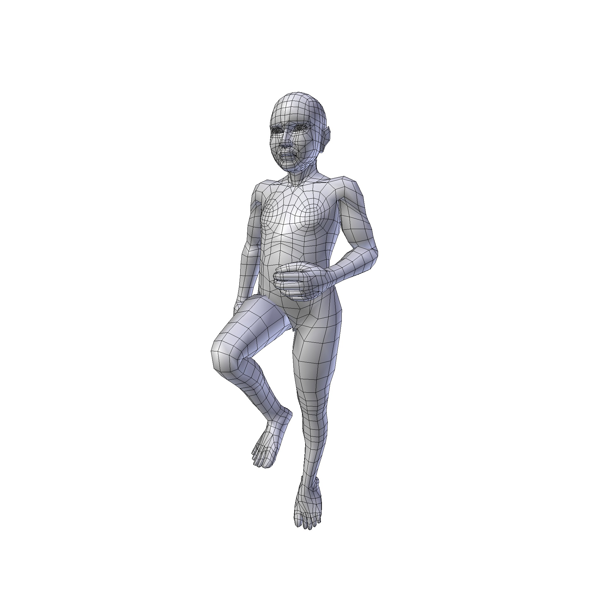 Girl 075m basemesh Low-poly 3D model_9