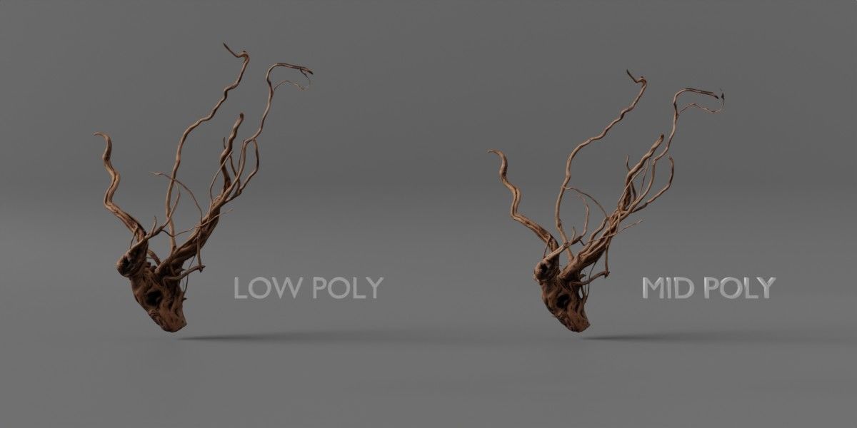 Photorealistic Scaper Root Low-poly 3D model_3