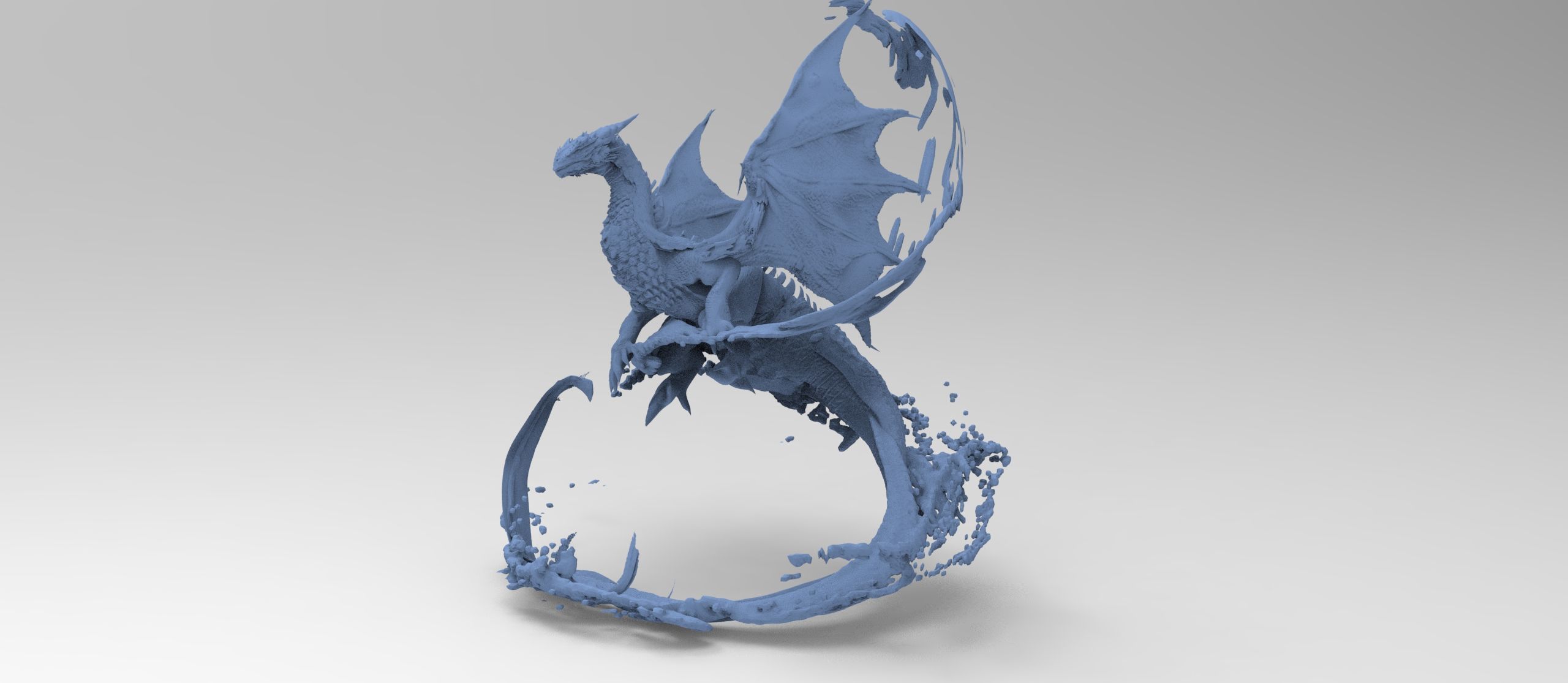 Dragon water splash sculpture 1 3D model_1