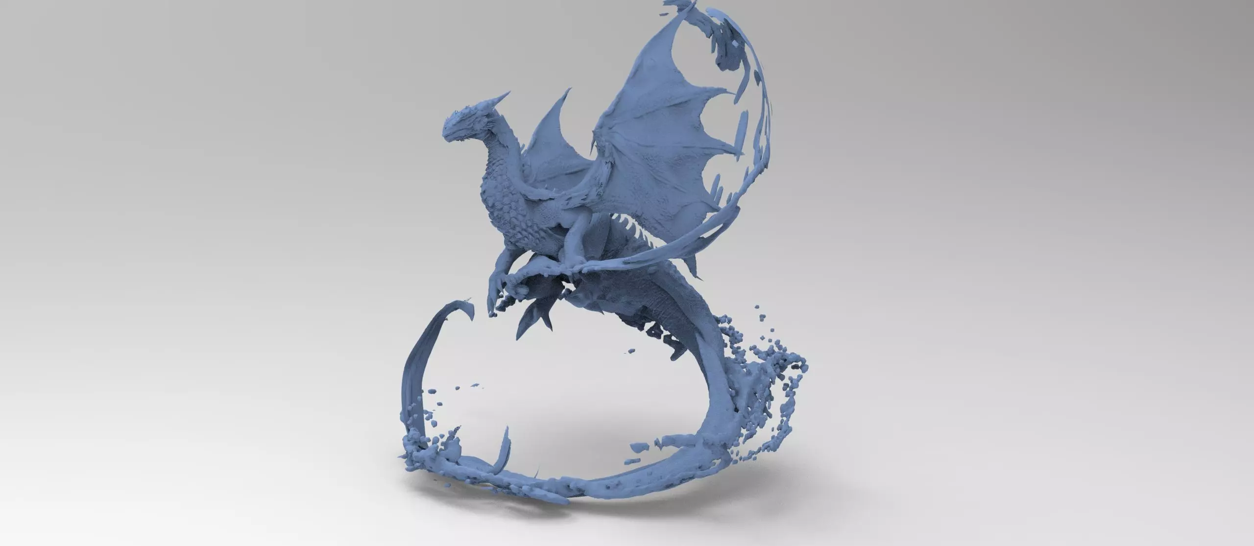 Dragon water splash sculpture 1 3D model_0