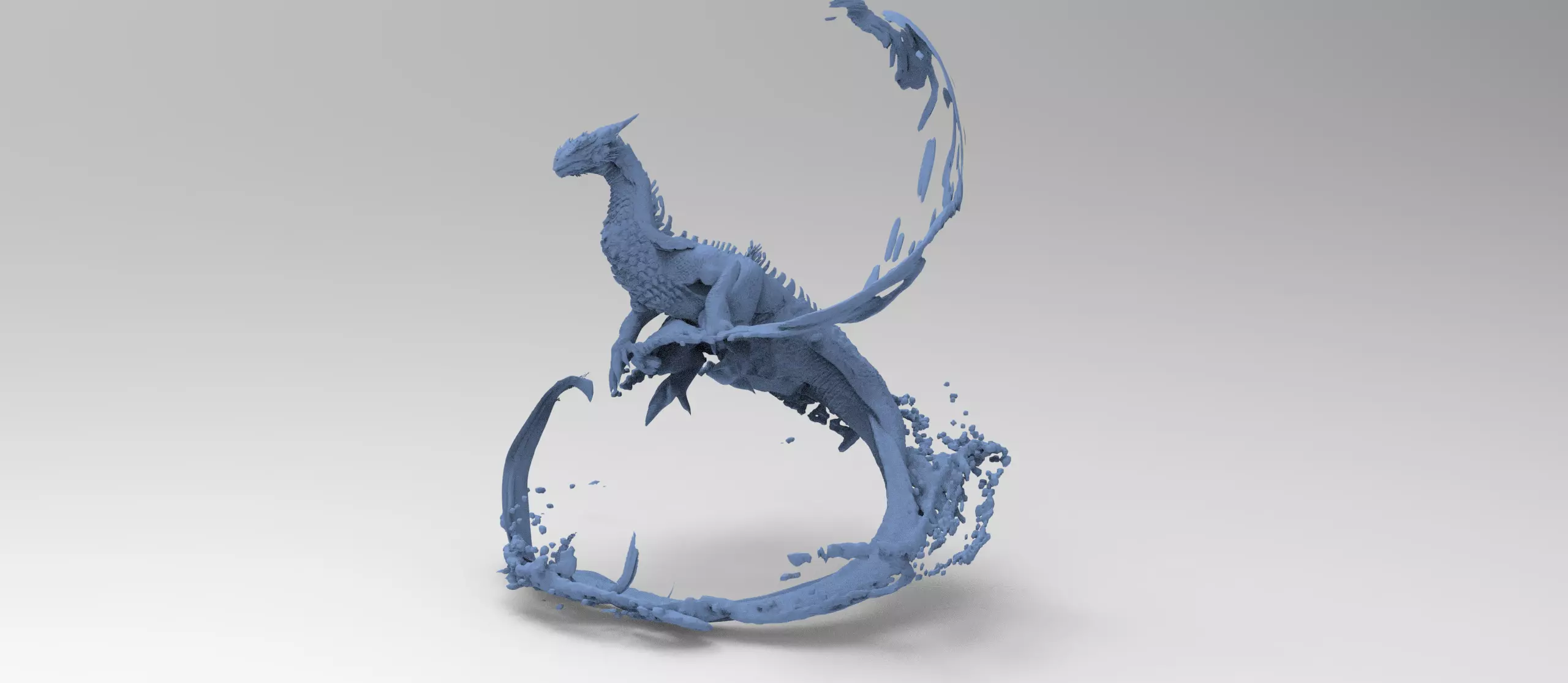 Dragon water splash sculpture 2  3D model_0