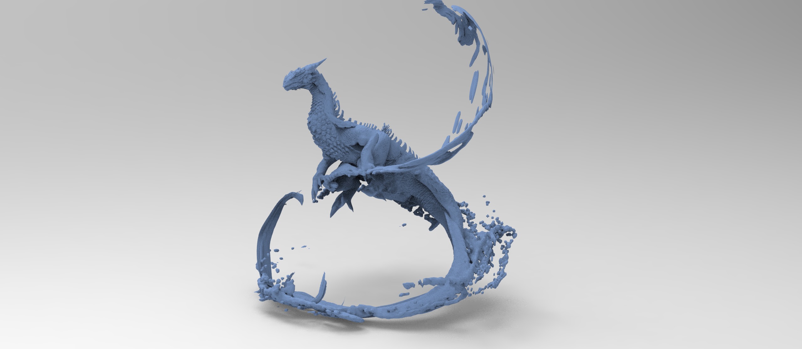 Dragon water splash sculpture 2  3D model_1